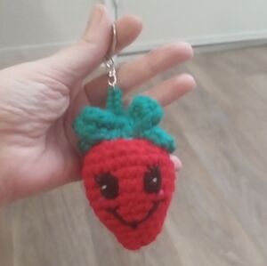 🍓 Strawberry Keychain/Backpack Charm. Handmade Crochet Amigurumi.